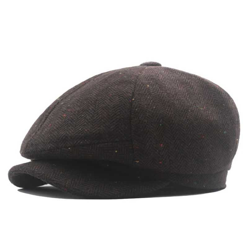 Middle-Aged Herringbone Classic Octagonal Beret Hat - Image 4