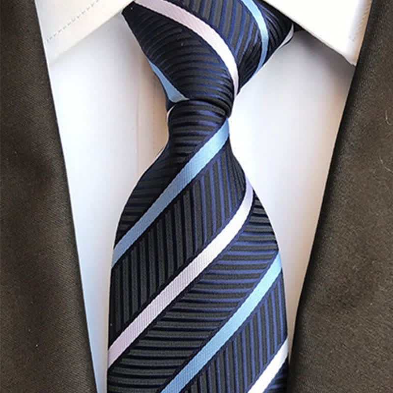 MidnightBlue Men's Business Striped Necktie - Image 2