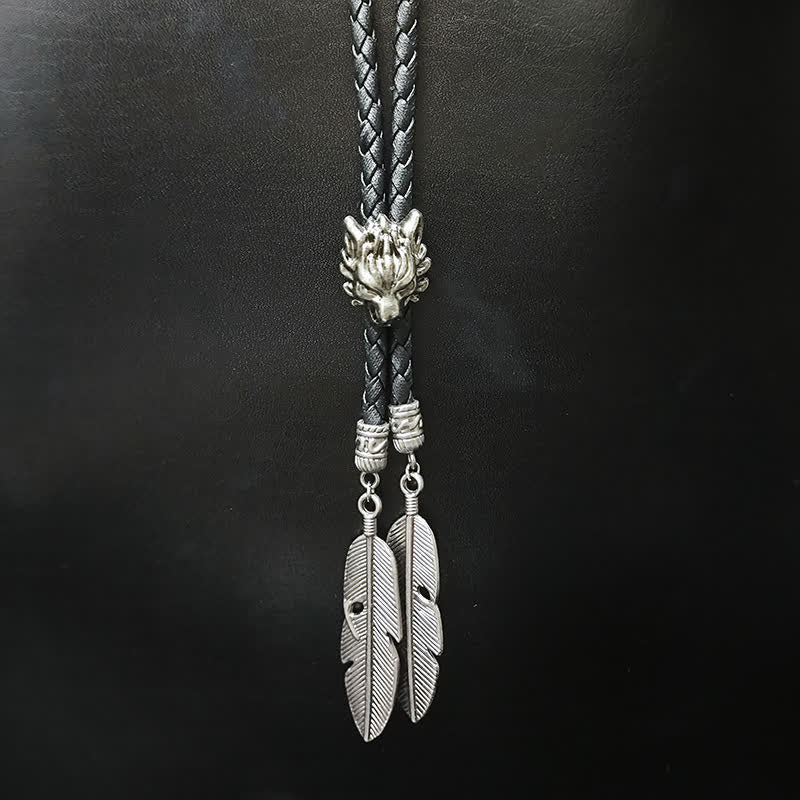 Mini Animal Series Pendant Feather Shape Tip Bolo Tie - Image 10