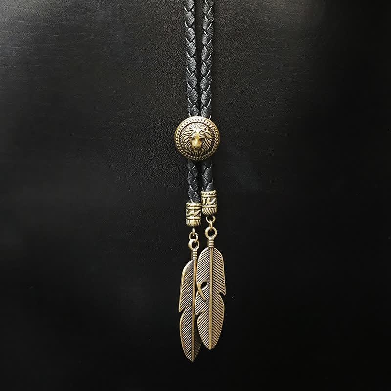 Mini Animal Series Pendant Feather Shape Tip Bolo Tie - Image 11