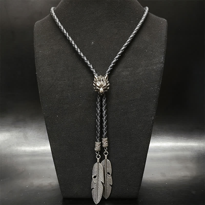 Mini Animal Series Pendant Feather Shape Tip Bolo Tie - Image 4