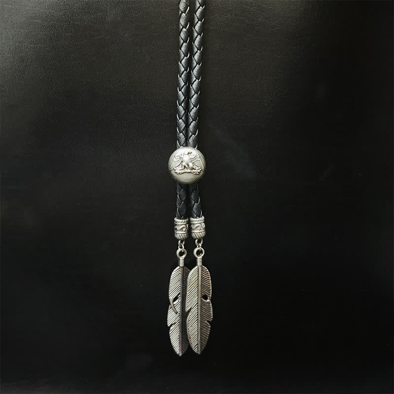 Mini Animal Series Pendant Feather Shape Tip Bolo Tie - Image 5