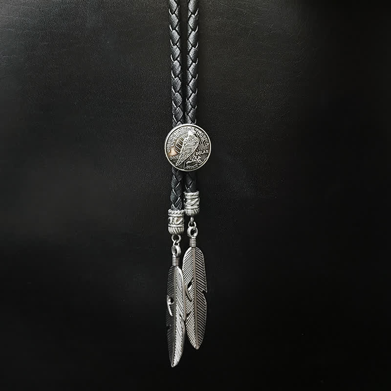 Mini Animal Series Pendant Feather Shape Tip Bolo Tie - Image 6