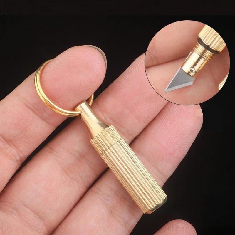 Mini Brass Capsule Unpacking Express Knife Keychain - Image 4