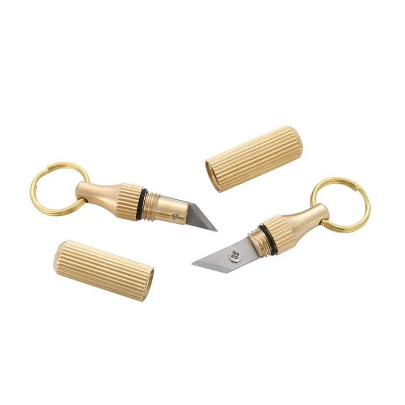 Mini Brass Capsule Unpacking Express Knife Keychain - Image 6