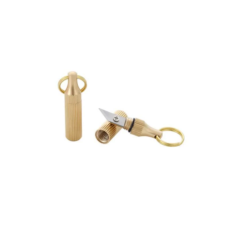 Mini Brass Capsule Unpacking Express Knife Keychain - Image 7