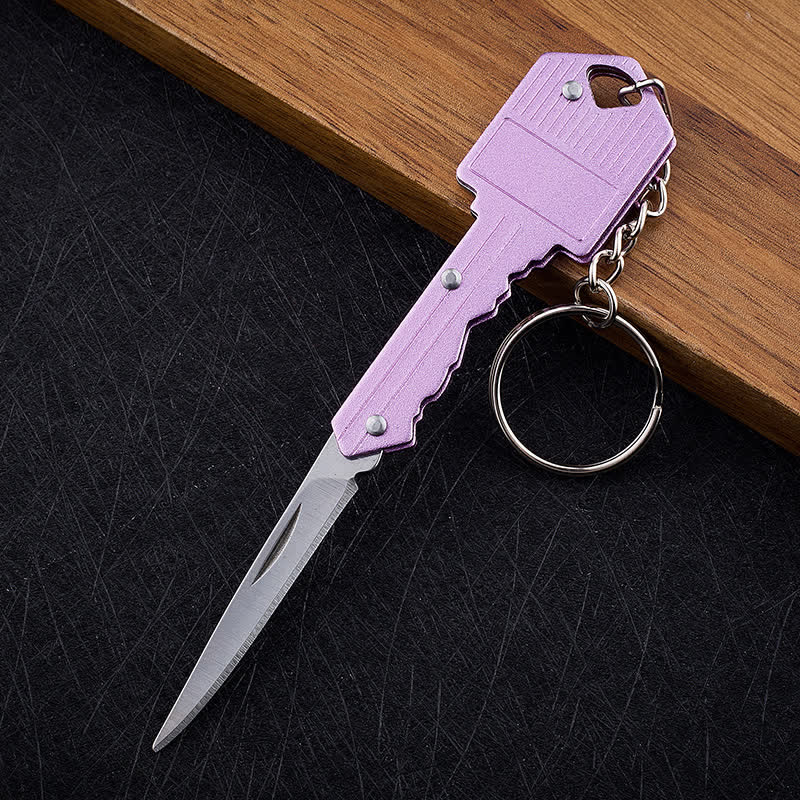 Mini Camping Folding Key-Shaped Knife Keychain - Image 12