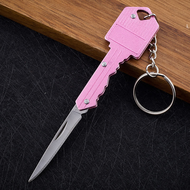 Mini Camping Folding Key-Shaped Knife Keychain - Image 17