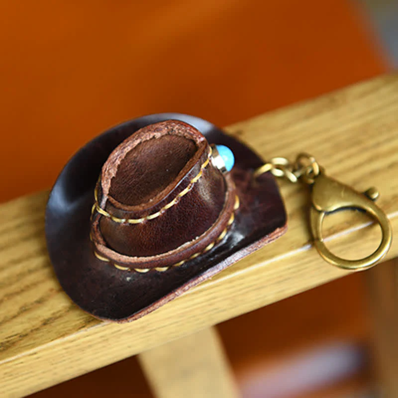 MIni Cowboy Leather Hat Handmade Keychain - Image 13