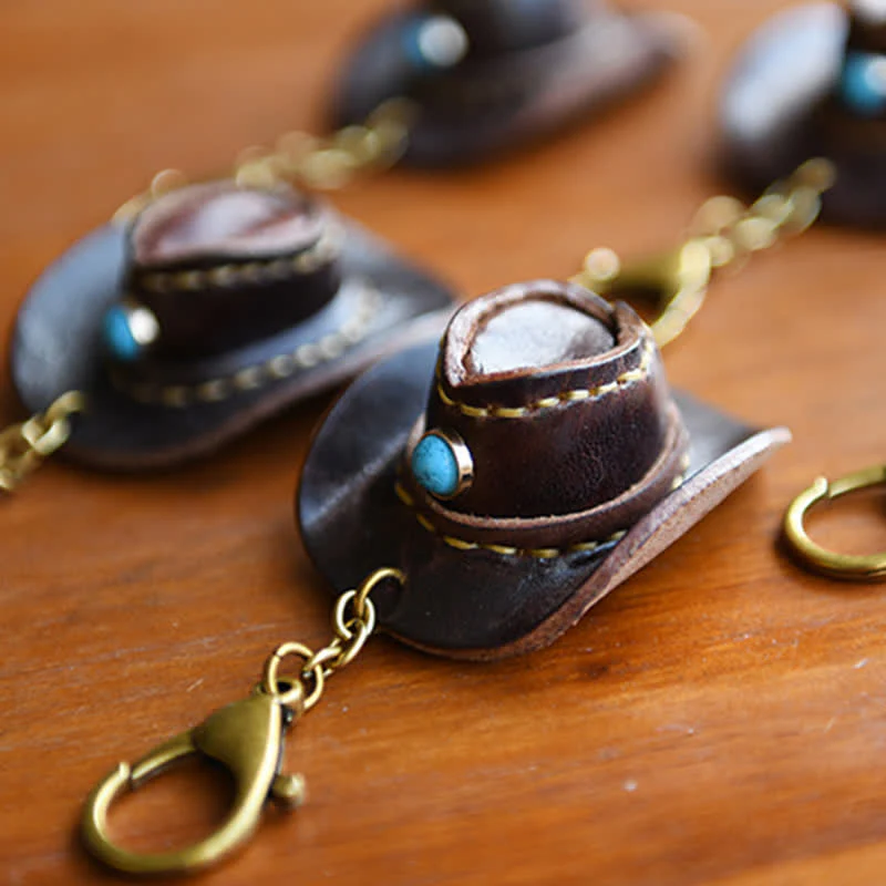 MIni Cowboy Leather Hat Handmade Keychain - Image 14