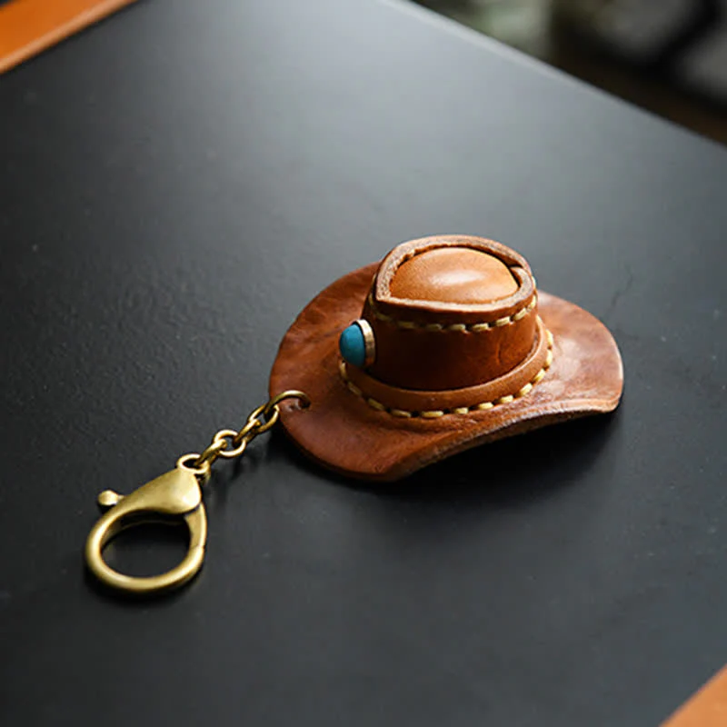 MIni Cowboy Leather Hat Handmade Keychain - Image 5