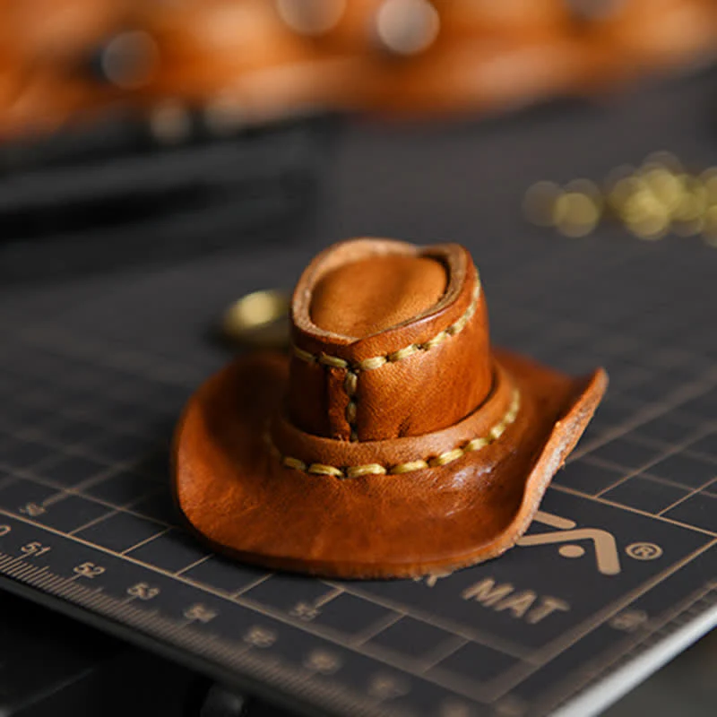 MIni Cowboy Leather Hat Handmade Keychain - Image 6