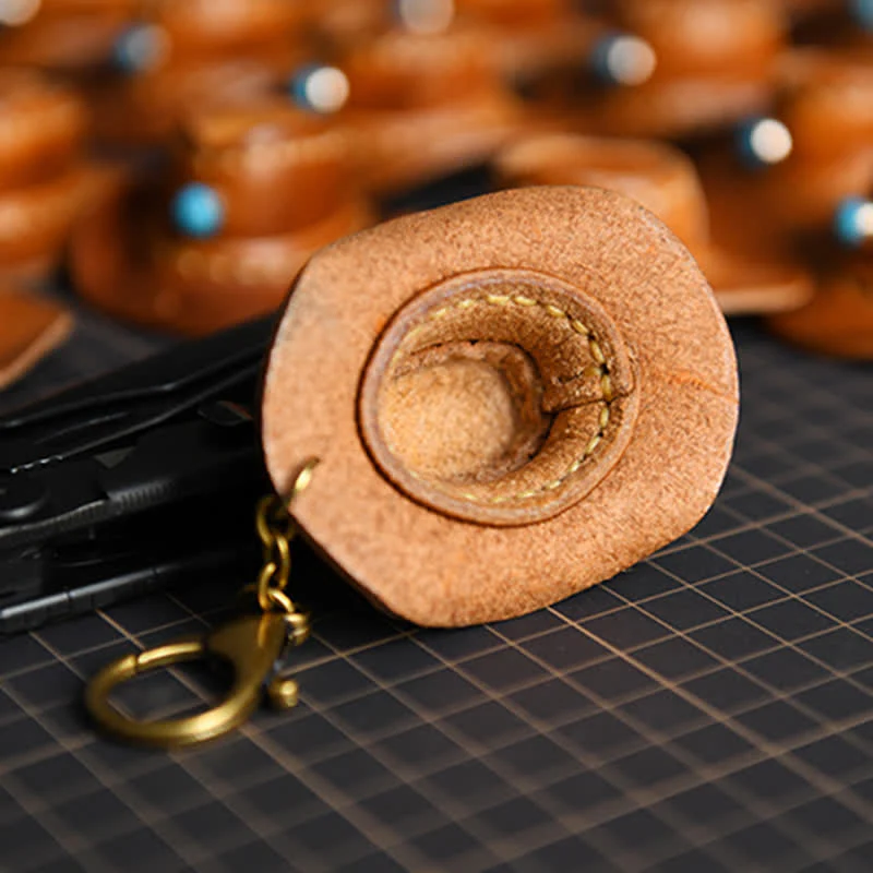 MIni Cowboy Leather Hat Handmade Keychain - Image 7