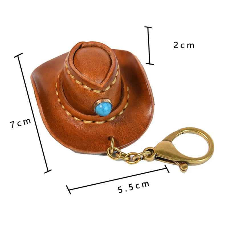 MIni Cowboy Leather Hat Handmade Keychain - Image 8
