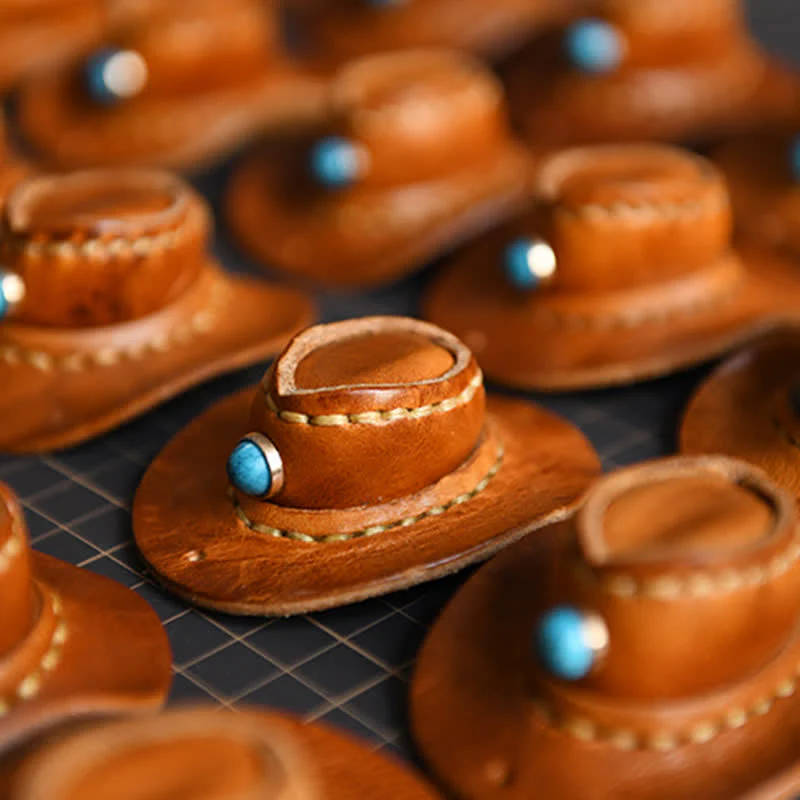 MIni Cowboy Leather Hat Handmade Keychain - Image 9