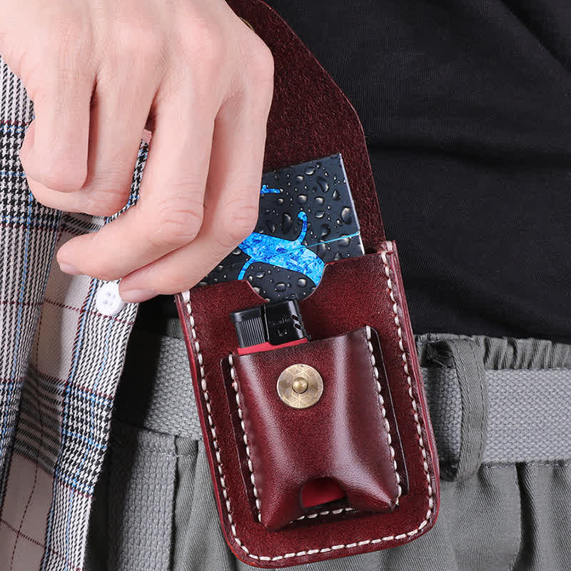Mini Portable Cigarette Case Leather Belt Bag - Image 5