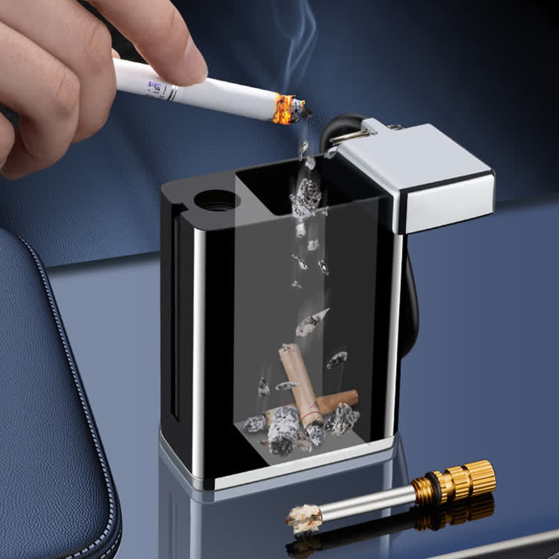 Mini Rectangle 2-in-1 Portable Ashtray Matchstick Kerosene Lighter - Image 2