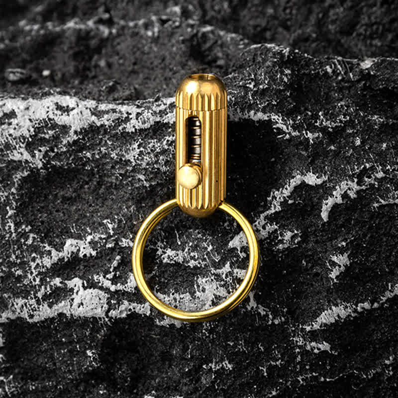 Miniature Brass Hidden Blade Functioning Cutter Keychain - Image 3