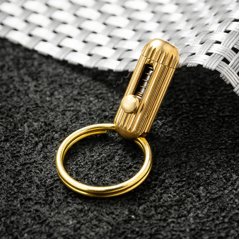 Miniature Brass Hidden Blade Functioning Cutter Keychain - Image 4