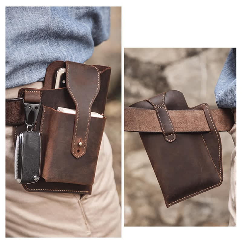 Minimalist Phone Crazy Horse Leather Belt Bag - Image 15