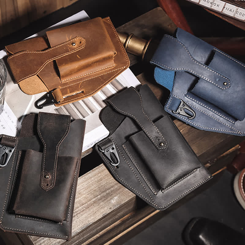Minimalist Phone Crazy Horse Leather Belt Bag - Image 16