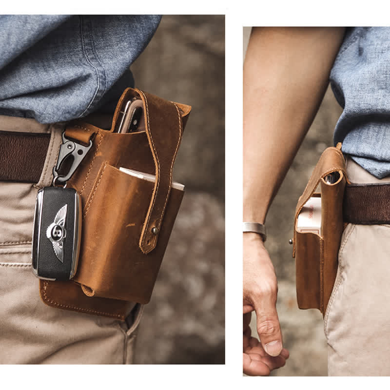 Minimalist Phone Crazy Horse Leather Belt Bag - Image 21