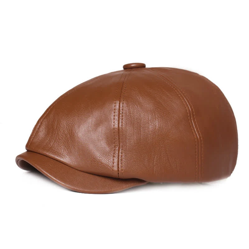 Minimalist Plain Colours Leather Beret Cap - Image 2