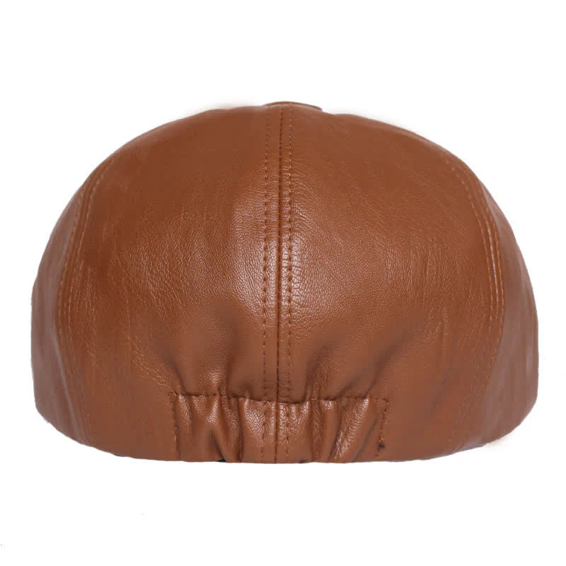 Minimalist Plain Colours Leather Beret Cap - Image 4
