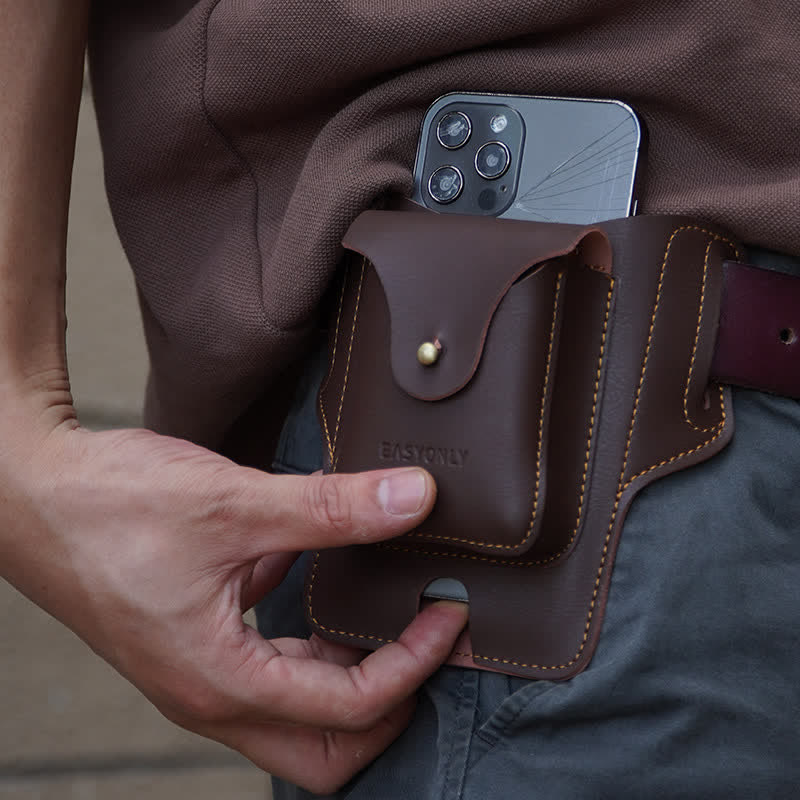 Mobile Phone Storage Fanny Pack Leather Belt Bag - Image 3