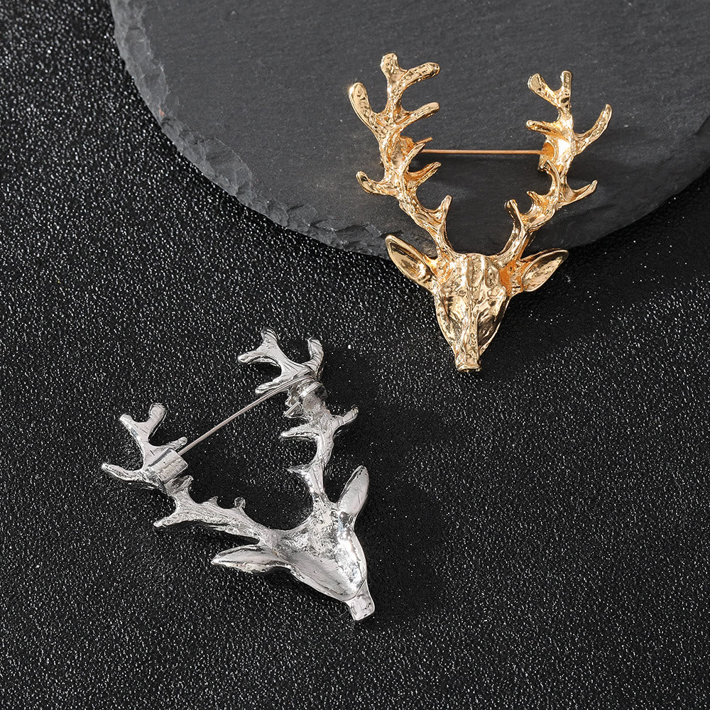 Modern Minimalist Geometric Faceted Dual-Tone Elk Brooch - Image 8
