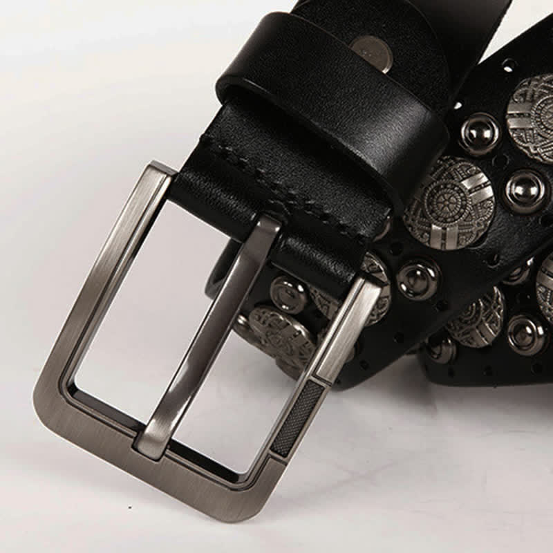 Motorcycle Jeans Heavy Metal Rivet Leather Belt - Image 10