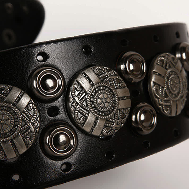 Motorcycle Jeans Heavy Metal Rivet Leather Belt - Image 11