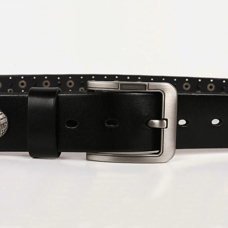 Motorcycle Jeans Heavy Metal Rivet Leather Belt - Image 12