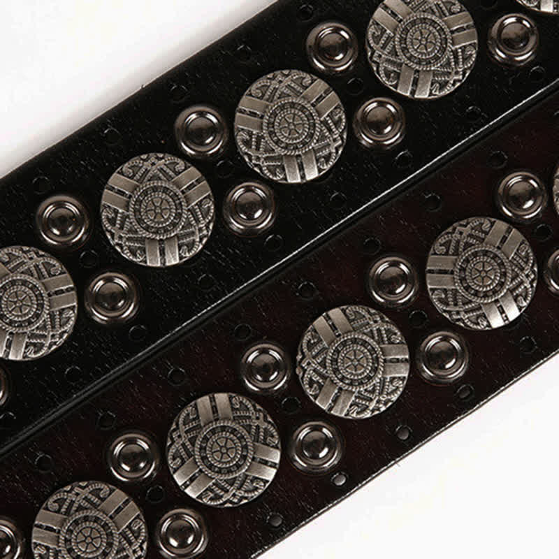 Motorcycle Jeans Heavy Metal Rivet Leather Belt - Image 18