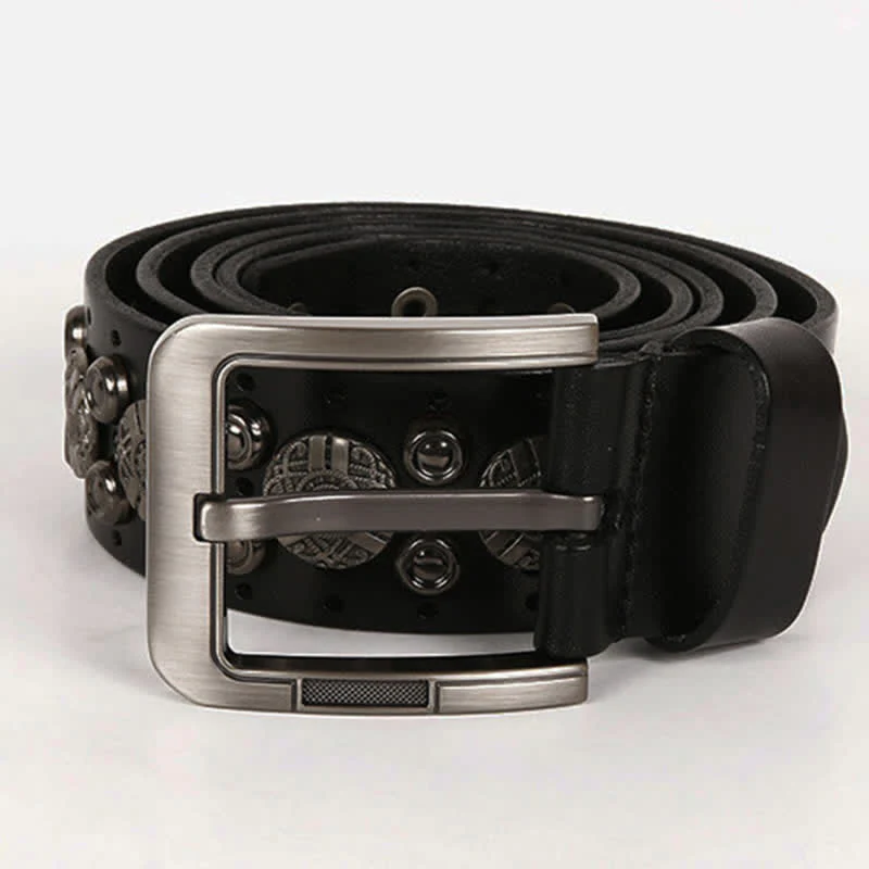 Motorcycle Jeans Heavy Metal Rivet Leather Belt - Image 6