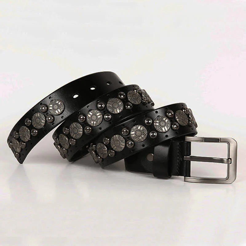 Motorcycle Jeans Heavy Metal Rivet Leather Belt - Image 8