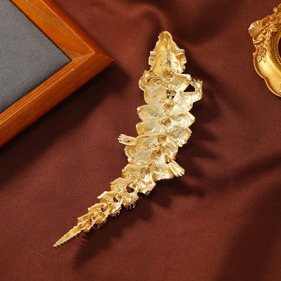 Movable Gold Crocodile Articulated Brooch Suit Accessory - Image 3