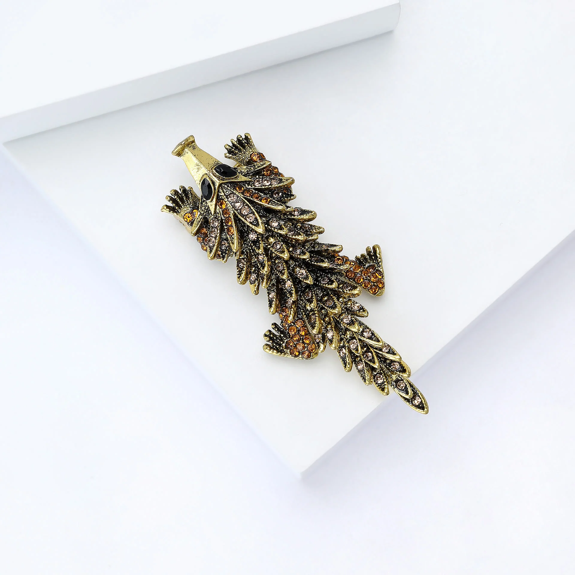 Moveable Inlaid Rhinestone Crocodile Articulated Brooch - Image 7