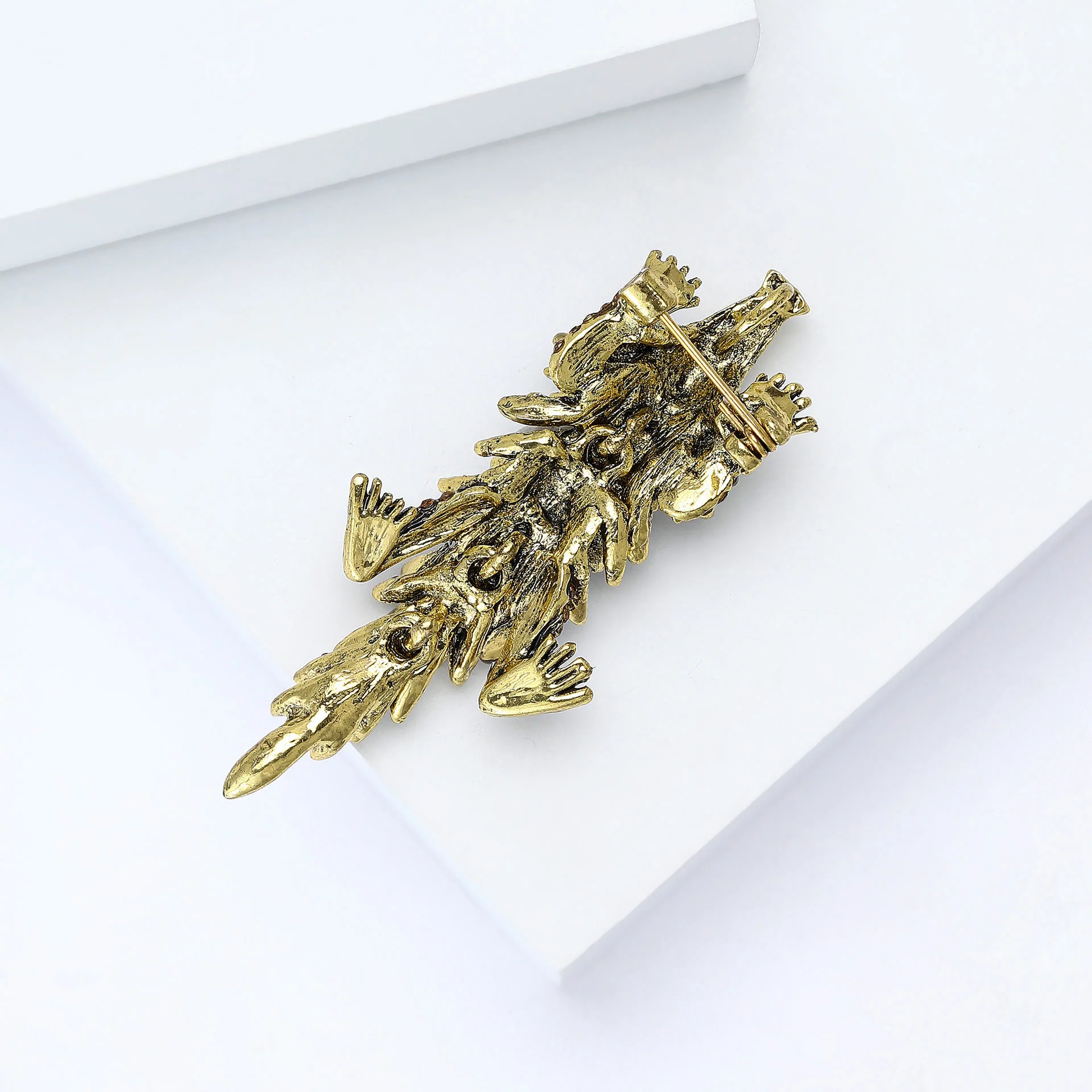 Moveable Inlaid Rhinestone Crocodile Articulated Brooch - Image 8