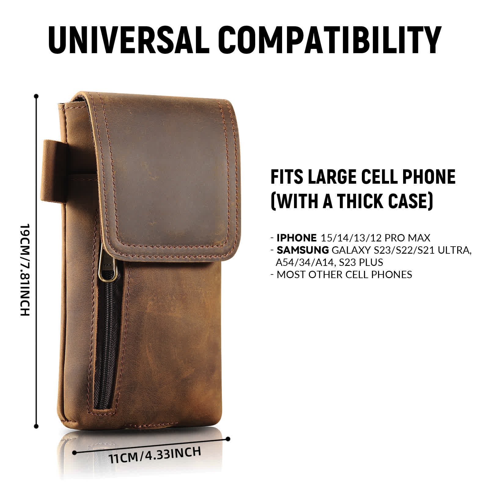 Multi-Function Magnetic Phone Fanny Pack Leather Belt Bag - Image 3