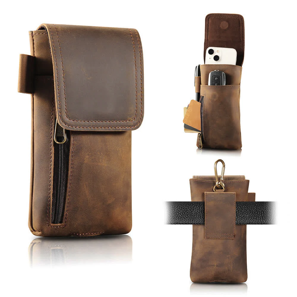 Multi-Function Magnetic Phone Fanny Pack Leather Belt Bag - Image 6