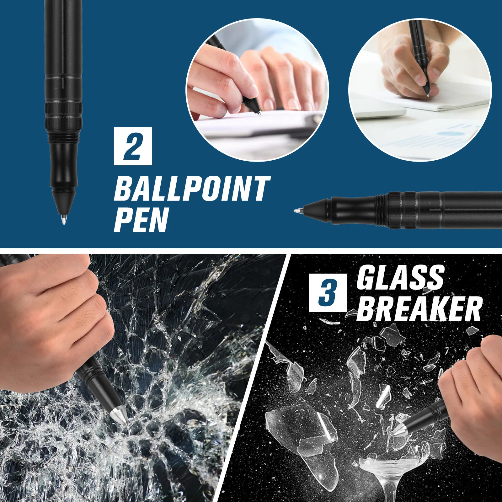Multi-Functional Lighting Writing Survival EDC Tactical Pen - Image 3