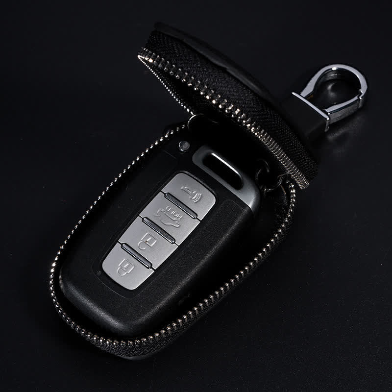 Multi-Functional Zipper V Pattern Leather Car Key Case - Image 4