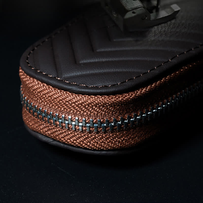Multi-Functional Zipper V Pattern Leather Car Key Case - Image 5