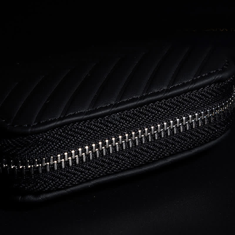 Multi-Functional Zipper V Pattern Leather Car Key Case - Image 7