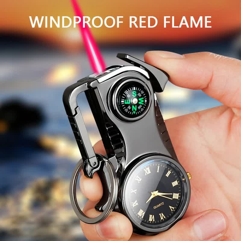 Multi-purpose Compass Watch Portable Keychain Butane Lighter - Image 5
