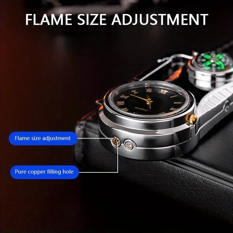 Multi-purpose Compass Watch Portable Keychain Butane Lighter - Image 8