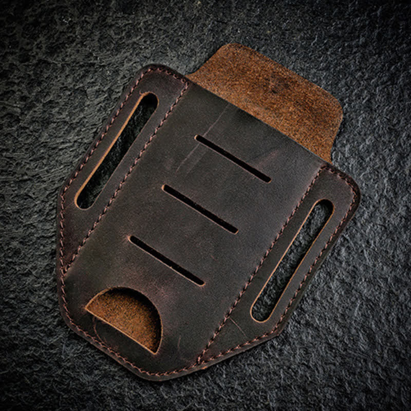 Multi-tool Flashlight Sheath Leather Belt Bag - Image 2