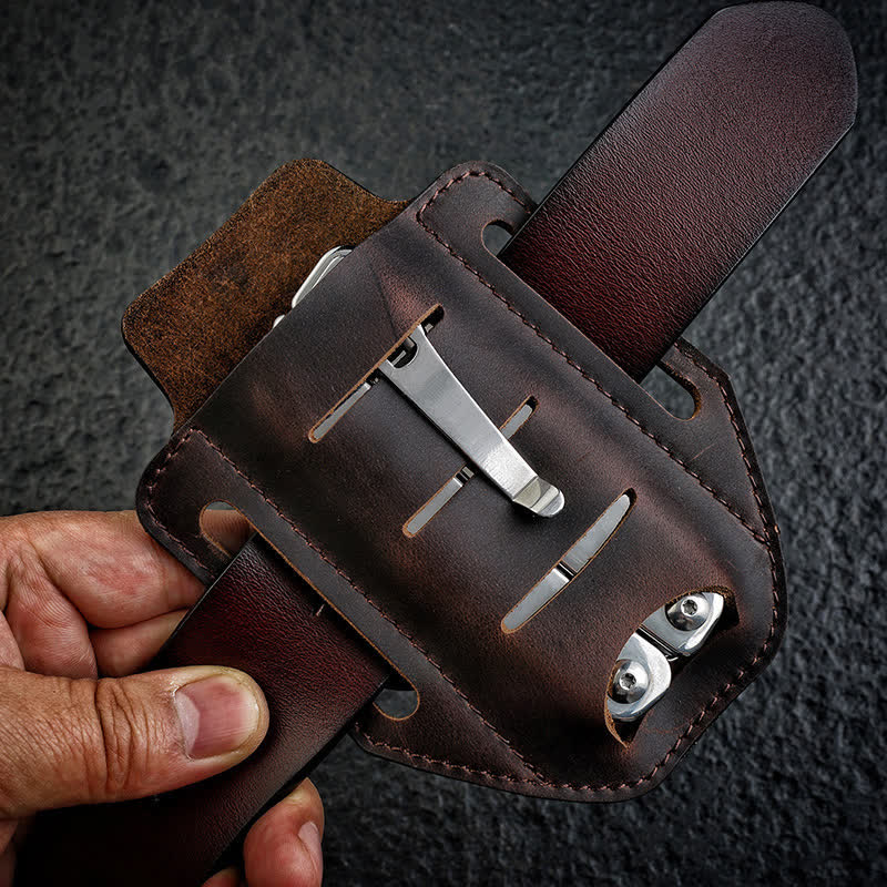 Multi-tool Flashlight Sheath Leather Belt Bag - Image 5