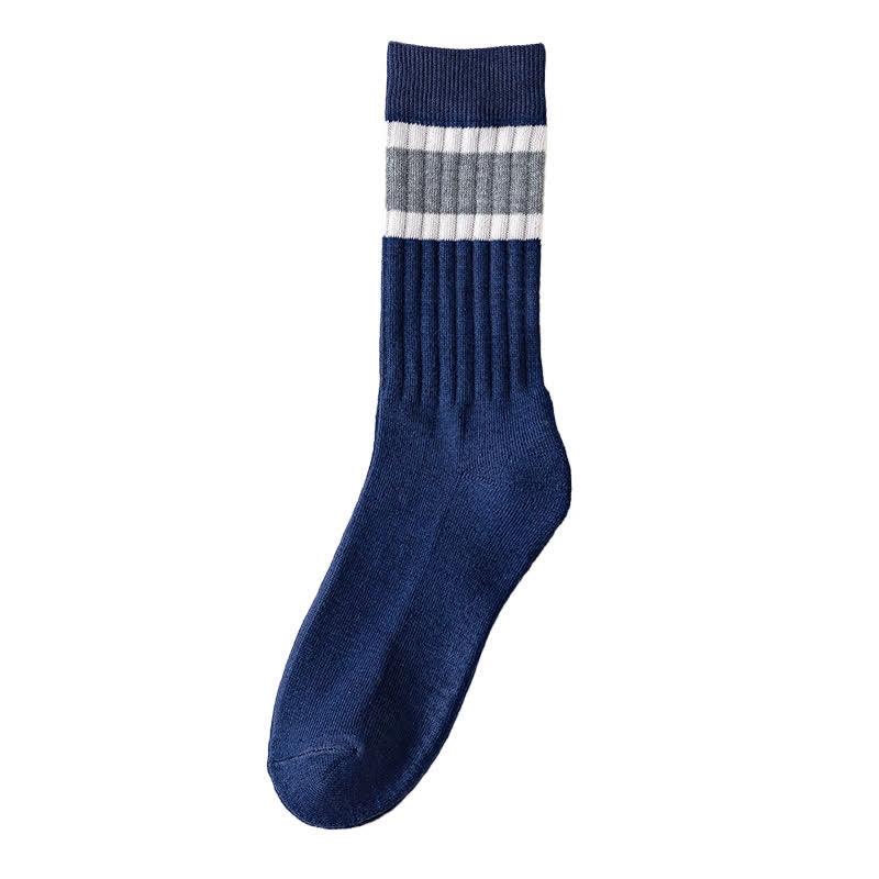 Multicolor Block Striped Causal Crew Socks - Image 13